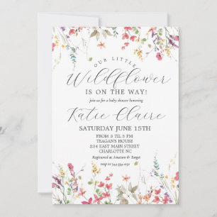 Little Wildflower Baby shower Invitation, Kaart