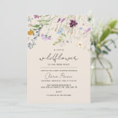Little Wildflower Beige Floral Baby shower Kaart (Staand voorkant)