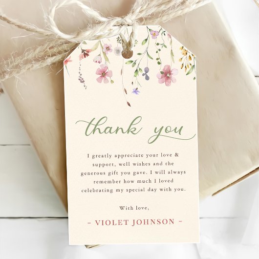 Little Wildflower Bloem 1e verjaardag Cadeaulabel