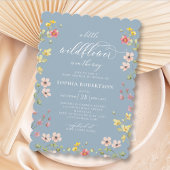 Little Wildflower Boho Chic Blue Baby shower Kaart