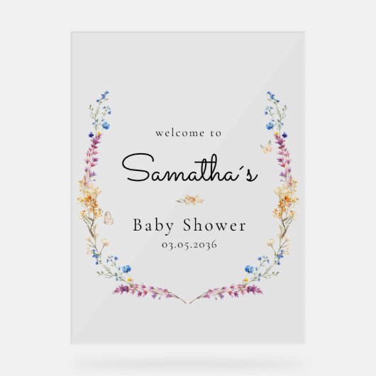Little Wildflower Boho Dream - Baby Shower  Acryl Bord (Voorkant)