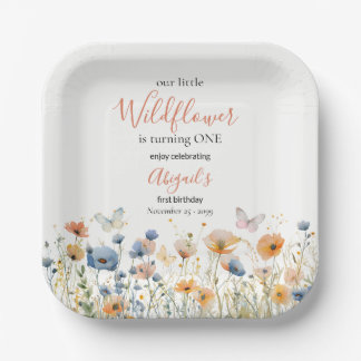 Little Wildflower Butterfly Meadow 1st Birthday Papieren Bordje
