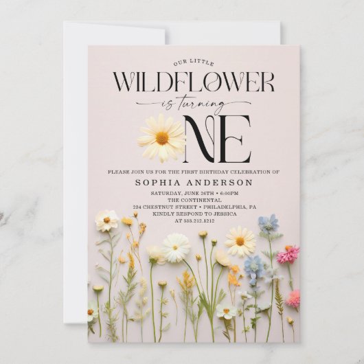 Little Wildflower eerste verjaardag Kaart (Voorkant)