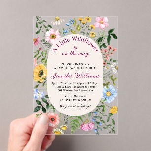 Little Wildflower ,floral Garden Girl baby shower Acryl Uitnodigingen