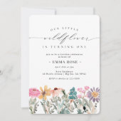 Little Wildflower Flower Birthday Invitation Kaart (Voorkant)