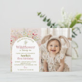 Little Wildflower Garden verjaardagsfoto uitnodigi Bedankkaart (Staand voorkant)