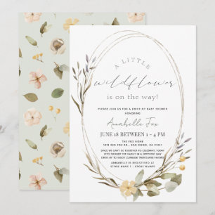 Little Wildflower Oval Girl Drive-by Baby shower Kaart