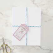 Little Wildflower Pink Gingham Check Baby shower Cadeaulabel (Met Touw)