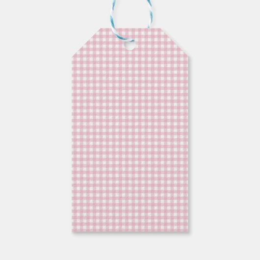 Little Wildflower Pink Gingham Check Baby shower Cadeaulabel (Achterkant)