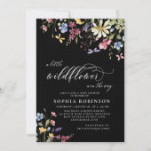 Little Wildflower Script Boho Black Baby shower Kaart (Voorkant)