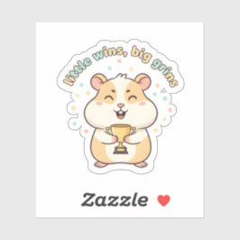 Little Wins Big Grins – Cute Hamster Trophy  Sticker