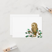 Little Wise Owl, Flat Note Card Kaart (Voorkant / Achterkant in situ)
