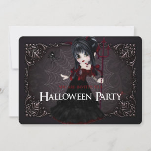 Little Witch Fantasy Halloween Party Invite 1 Kaart