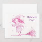 Little WITCH Halloween Party Invite Kaart (Voorkant / Achterkant)