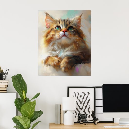Little Wonder Kitten - Maine Coon Cat Poster (Thuiskantoor)