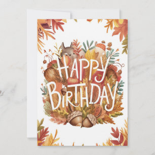 Little Woodland Autumn Herfst Happy Birthday Kaart