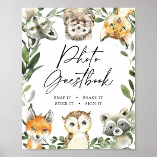 Little Woodland Baby shower Photo Guestbook Sign Poster