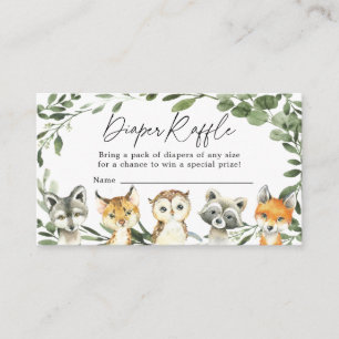 Little Woodland Diaper Raffle Baby shower Card Informatiekaartje