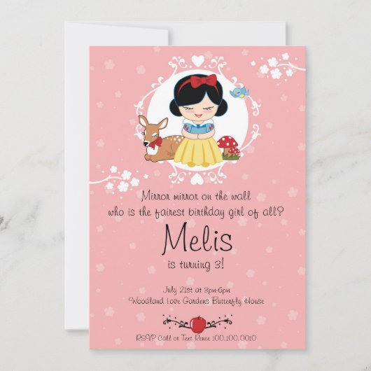 Little Woodland Princess Birthday Party Invitation Kaart (Voorkant)