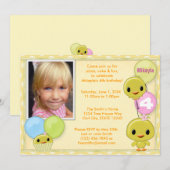 Little Yellow Chick Birthday Invitation Kaart (Voorkant / Achterkant)
