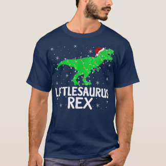 Littlesaurus Re-mas lights Santa Tre Dinosaur Chr T-shirt