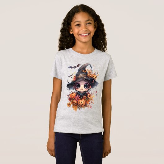 Littlest Witch Halloween Meisjes Fijne Jersey T-sh T-shirt (Voorkant volledig)