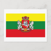 Lituanie Drapeau avec carte postale COA (Devant)