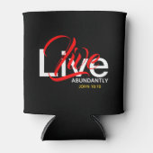 LIVE ABUNDANTLY John 10:10 Monogram Christelijk Blikjeskoeler (Voorkant)