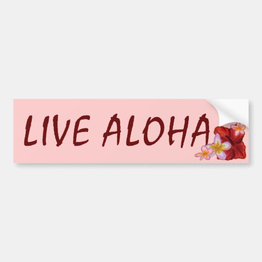 Live Aloha roze Hawaiian floral bumpersticker (Voorkant)