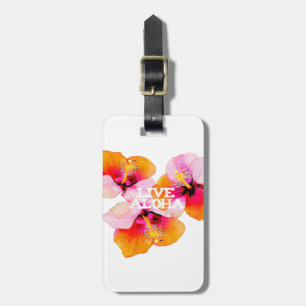 Live Aloha Tropische Hibiscus Bruiloft Favoriet Ha Bagagelabel