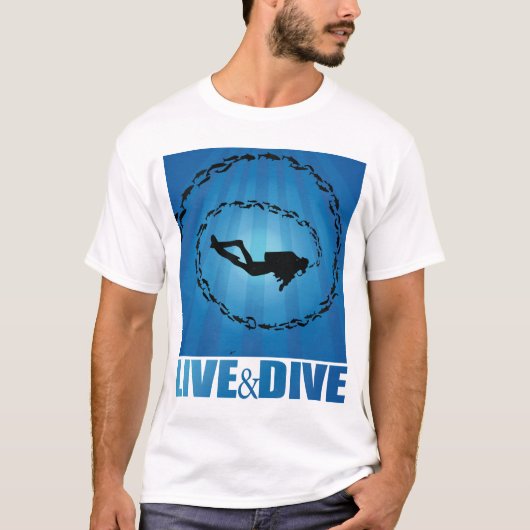 Live and Dive Scuba Diver T-shirt (Voorkant)