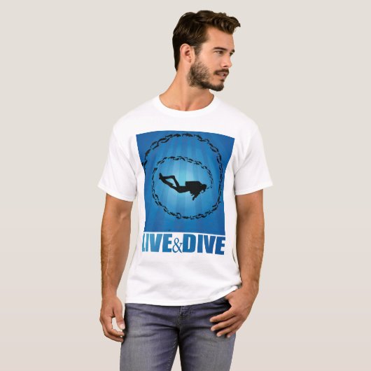 Live and Dive Scuba Diver T-shirt (Voorkant volledig)