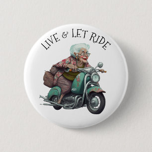 Live and Let Ride Motorfiets Oma Ronde Button 5,7 Cm
