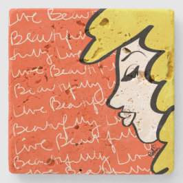 Live Beautiful Stone-Onderzetter Stenen Onderzetter