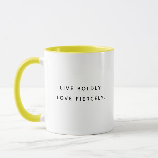 Live Boldly Fun Typography Two-Tone Mug (Gauche)