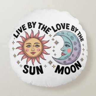 Live by the Sun Love by the Moon Retro Tote Bag Rond Kussen