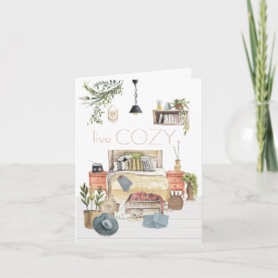 Live Cozy Hygge Homely Slaapkamer Scene Wit Kaart