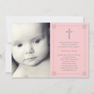Live Cross Photo Baptism/Christening Invitation Kaart