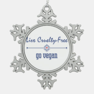 Live Cruelty Free, ga Vegan Tin Sneeuwvlok Ornament
