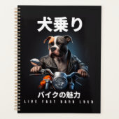 Live Fast Bark Loud - Pitbull Riding Motorbike Planner (Voorkant)