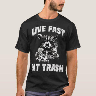 Live Fast Eat Trash Funny Raccoon Vintage Camping T-shirt