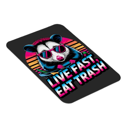 Live Fast Eat Trash Funny Retro Opossum Magneet (Rechterzijde)