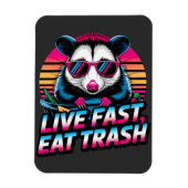 Live Fast Eat Trash Funny Retro Opossum Magneet (Verticaal)