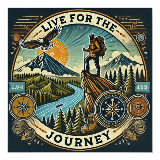 "Live for the Journey" Glanzend Poster Perfect Poster (Voorkant)