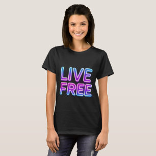 Live Free Neon Typografie Ontwerp T-shirt