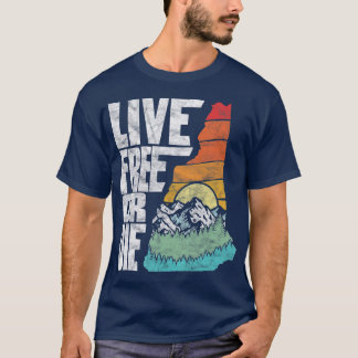 Live Free of Die Retro New Hampshire Natuur T-shirt