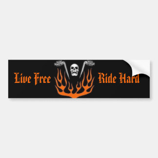 Live Free, Ride Hard Biker Skull Bumpersticker