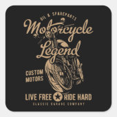 Live Free Ride Hard Vierkante Sticker (Voorkant)
