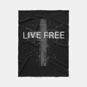 Live Free tekst Christelijk, Patriotisch Kruis Vla Fleece Deken