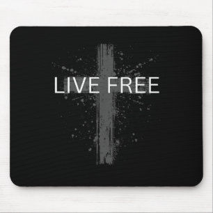 Live Free tekst Christelijk, Patriotisch Kruis Vla Muismat